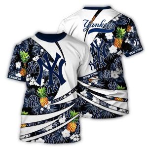 New York Yankees Tropical Pineapple Floral Print T-Shirt