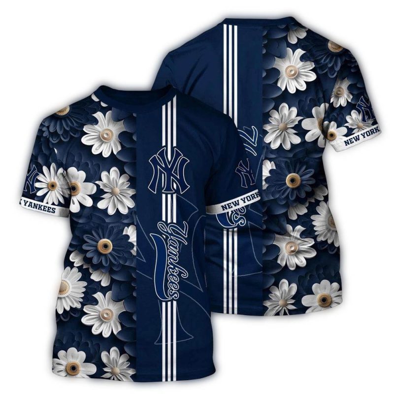 New York Yankees Blossom Bloom Stripe All-Over Print T-Shirt
