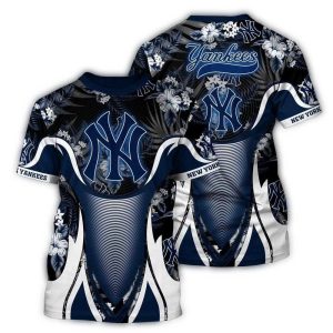 New York Yankees Floral Pattern All-Over Print T-Shirt For Fans