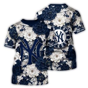 New York Yankees Floral Pattern All-Over Print T-Shirt For Fans