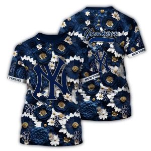 New York Yankees Floral Pattern Summer Vacation T-Shirt For Fans