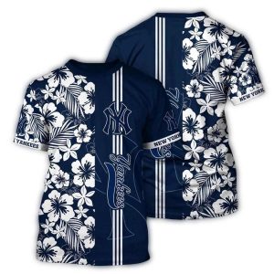 New York Yankees Floral Stripe All-Over Print T-Shirt For Fans
