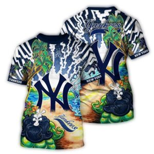 New York Yankees Floral Tropical All Over Print T-Shirt For Stylish Fans
