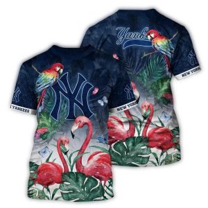 Vintage New York Yankees Flamingo Tropical All-Over Print T-Shirt
