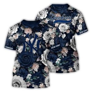 New York Yankees Floral Tropical All Over Print T-Shirt For Stylish Fans