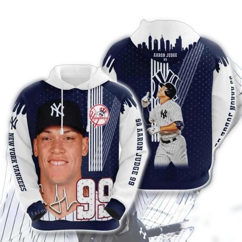 MLB New York Yankees Aaron Judge Signature 3D Hoodie 1