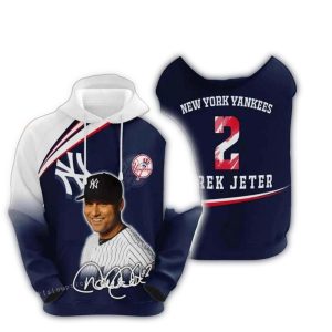 Derek Jeter Signature New York Yankees All Over Print Hoodie For Fans