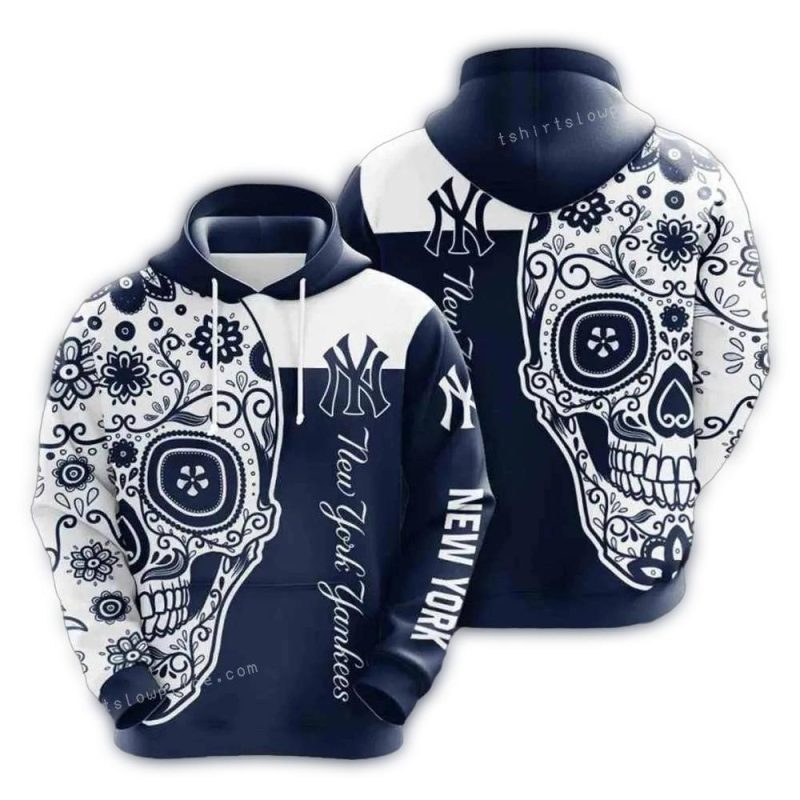 MLB New York Yankees Mexican Skull 3D Hoodie 1