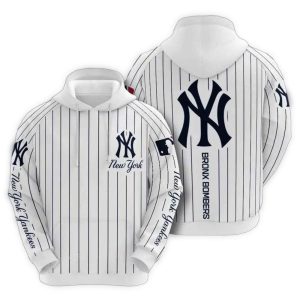 New York Yankees Striped All-Over Print Hoodie For Fans