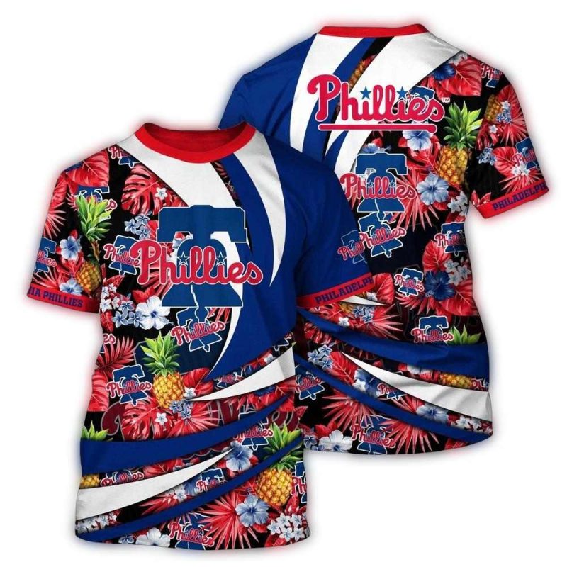 Philadelphia Phillies Pineapple Floral All-Over Print T-Shirt for Fans