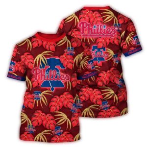 Philadelphia Phillies Retro Leafs All-Over Print T-Shirt for Fans