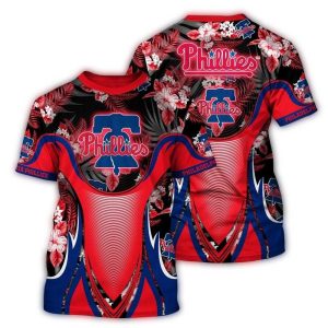 Philadelphia Phillies Floral Print T-Shirt - All Over Design for Fans