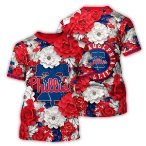 Philadelphia Phillies Tropical Floral All Over Print T-Shirt