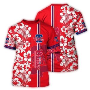 Vintage Philadelphia Phillies Floral All Over Print T-Shirt