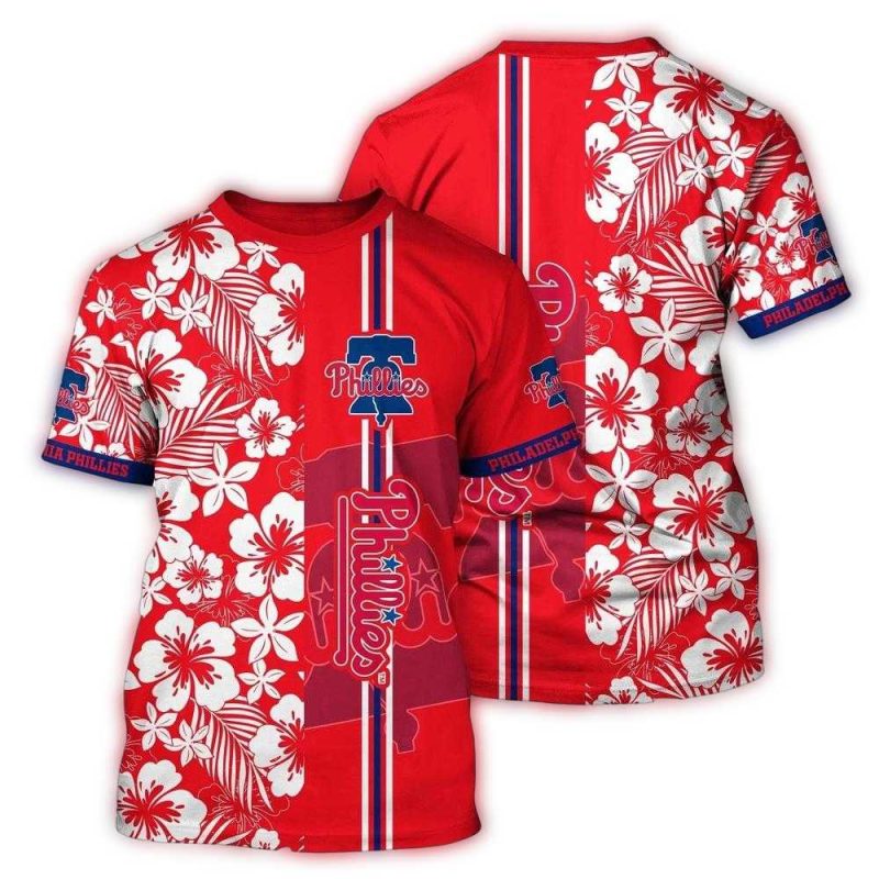Vintage Philadelphia Phillies Floral All Over Print T-Shirt