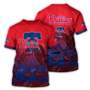 Philadelphia Phillies Flamingo Escape All Over Print T-Shirt for Fans