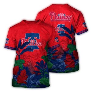 Vintage Philadelphia Phillies Floral All-Over Print T-Shirt for Fans
