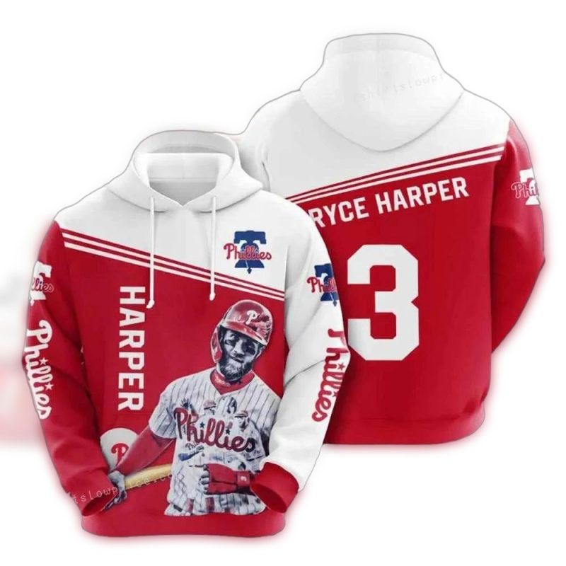 Bryce Harper All Over Print Hoodie - Philadelphia Phillies Fan Gear