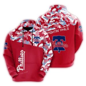 Philadelphia Phillies Camo All Over Print Hoodie - Fighting Phils Design