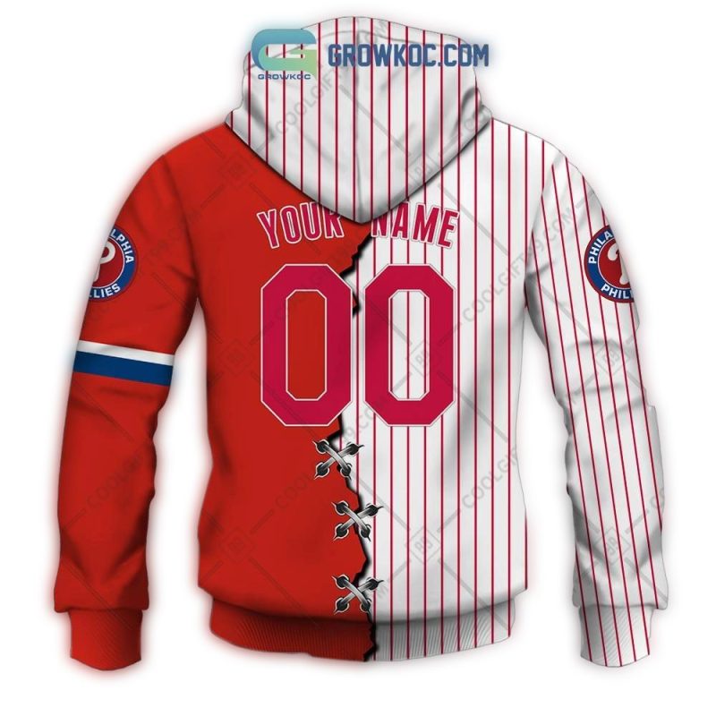 Custom Philadelphia Phillies All-Over Print Hoodie for Fans - Image 3