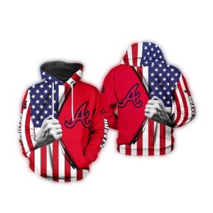 Atlanta Braves Us Flag All-Over Print Hoodie For Fans