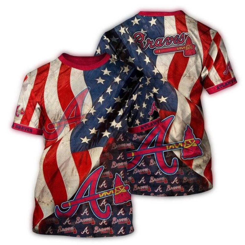 MLB Atlanta Braves 3D T Shirt Blossom Bliss Fusion For Fans Sports 1 hv60ra