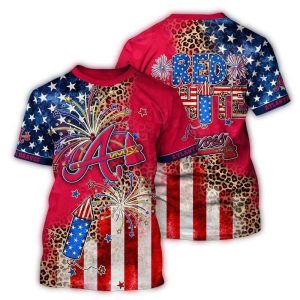 Atlanta Braves Red, White, And Blue 4Th Of July All-Over Print T-Shirt For Fans