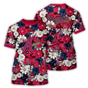 Atlanta Braves Floral Pattern All-Over Print T-Shirt For Fans