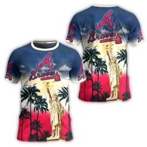 Atlanta Braves Coconut Sunset Tropical All-Over Print T-Shirt