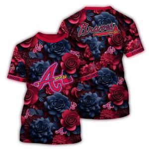 Atlanta Braves Floral Pattern All-Over Print T-Shirt