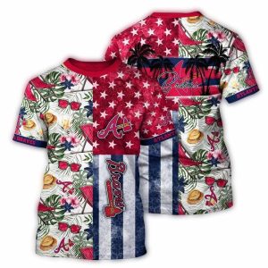 Atlanta Braves Floral Flag All-Over Print T-Shirt For Fans