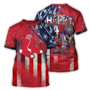 Boston Red Sox 4th of July All-Over Print T-Shirt for Celebration
