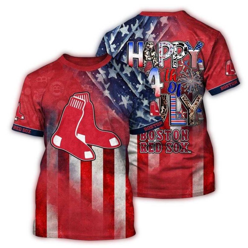 Boston Red Sox 4th of July All-Over Print T-Shirt for Celebration