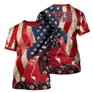 Boston Red Sox American Flag Funny All-Over Print T-Shirt
