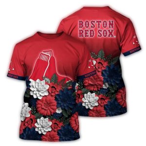 Boston Red Sox Floral Vibe All-Over Print T-Shirt for Fans