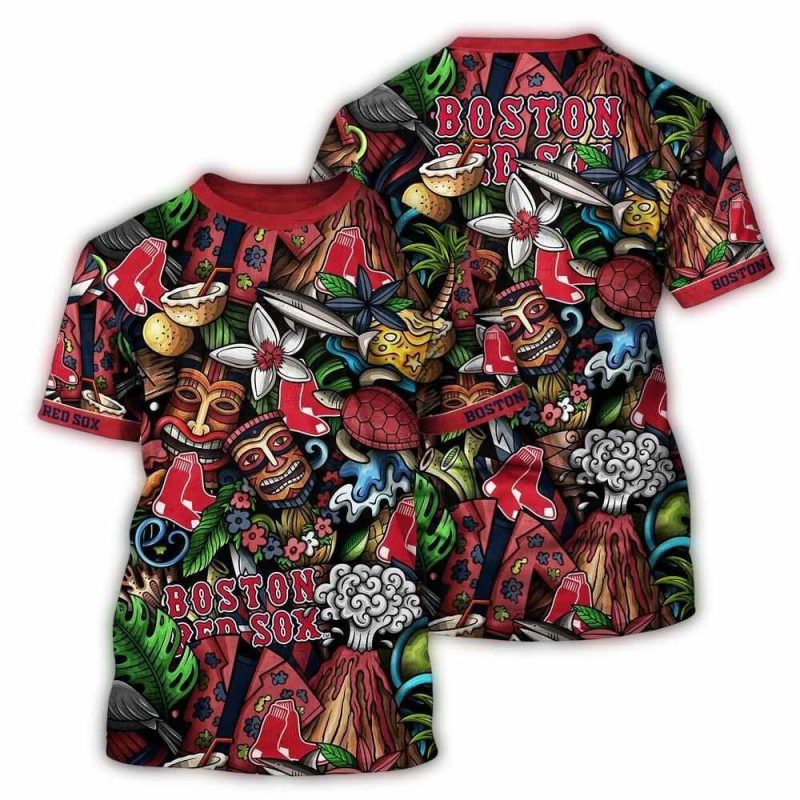 Boston Red Sox Sunset Symphony All-Over Print T-Shirt for Fans