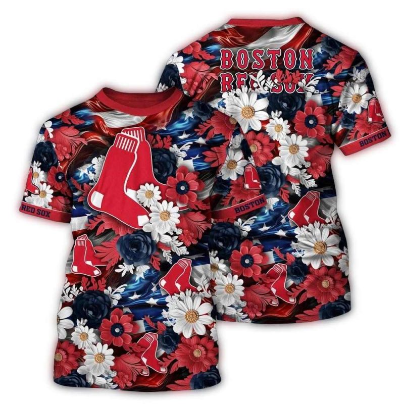 Boston Red Sox Tropical Bloom All-Over Print T-Shirt for Fans