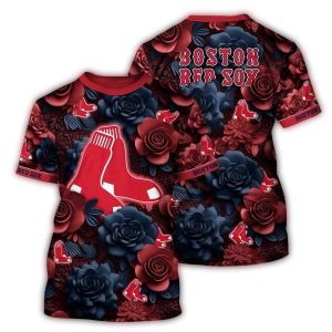 Boston Red Sox Floral Tropical Summer All-Over Print T-Shirt