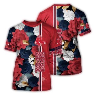 Boston Red Sox Tropical Flower All-Over Print T-Shirt for Fans