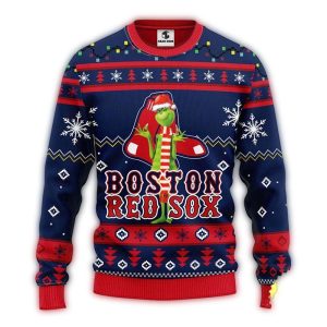 Boston Red Sox Grinch Christmas Ugly Sweater for Holiday Cheer