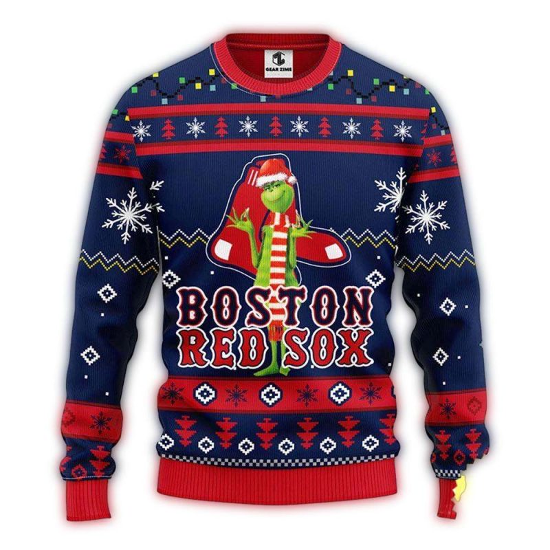 Boston Red Sox Grinch Christmas Ugly Sweater for Holiday Cheer