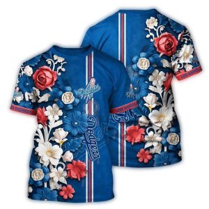 Los Angeles Dodgers Floral AOP T-Shirt for Fans and Flower Lovers