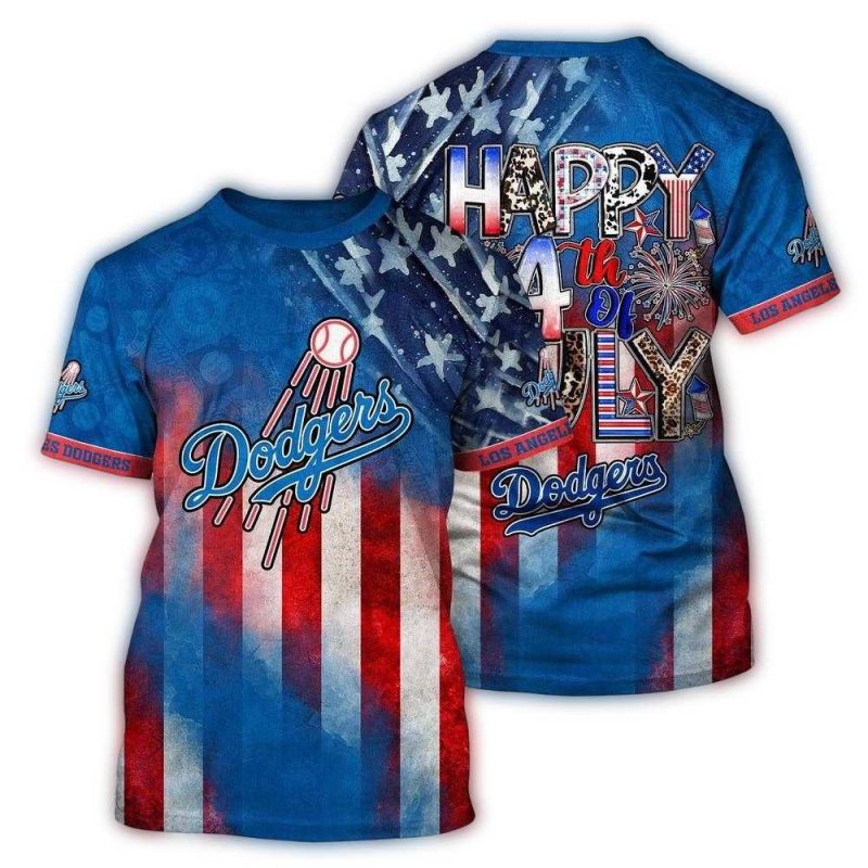 MLB Los Angeles Dodgers 3D T Shirt Baseball Bloom Burst For Fans Sports 1 rs1wbm
