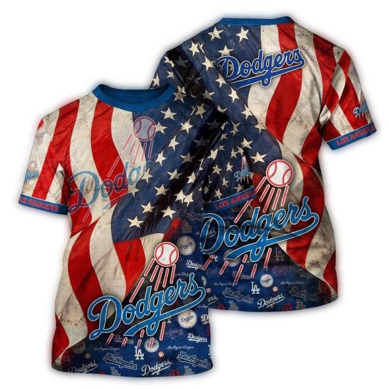 MLB Los Angeles Dodgers 3D T Shirt Blossom Bliss Fusion For Fans Sports 1 y90ma8