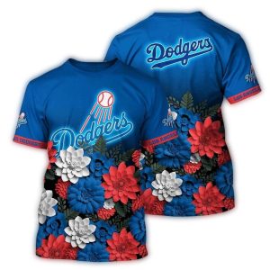 Los Angeles Dodgers Floral All-Over Print T-Shirt for Fans