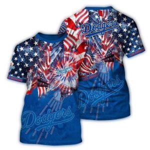 Los Angeles Dodgers 4th of July Firework AOP T-Shirt for Fans