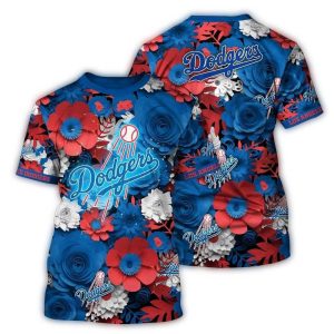 Los Angeles Dodgers Floral All-Over Print T-Shirt for Fans