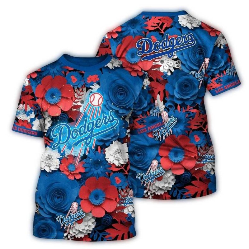 Los Angeles Dodgers Floral All-Over Print T-Shirt for Fans
