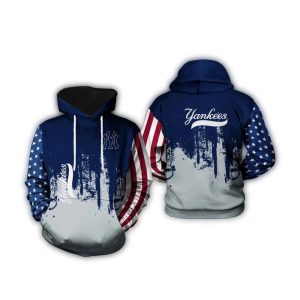 American Grunge All Over Print Hoodie With New York Yankees Flag Design