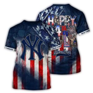 New York Yankees 4Th Of July Flag All-Over Print T-Shirt